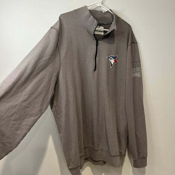Forty Seven Toronto Blue Jays Men's 1/4 Zip Pullover Sweatshirt Size XXL Gray - Picture 2 of 11